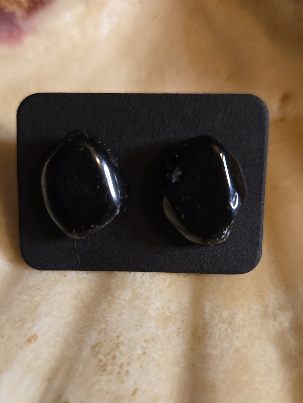 Black Obsidian Stone Stud Earrings - Women Jewelry